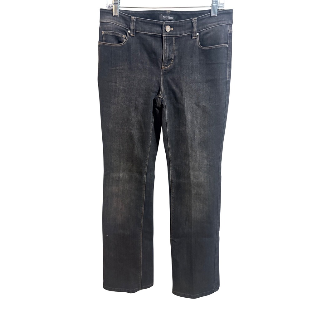 White House Black Market Blanc Bootcut Jeans Womens 6R Dark Wash Excellent Denim